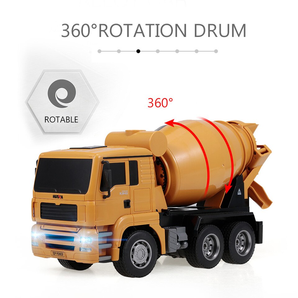 รถโม่ปูนบังคับ Huina 1333 1 : 18 2 . 4 G Concrete รถบรรทุกของเล่นสําหรับเด็ก
