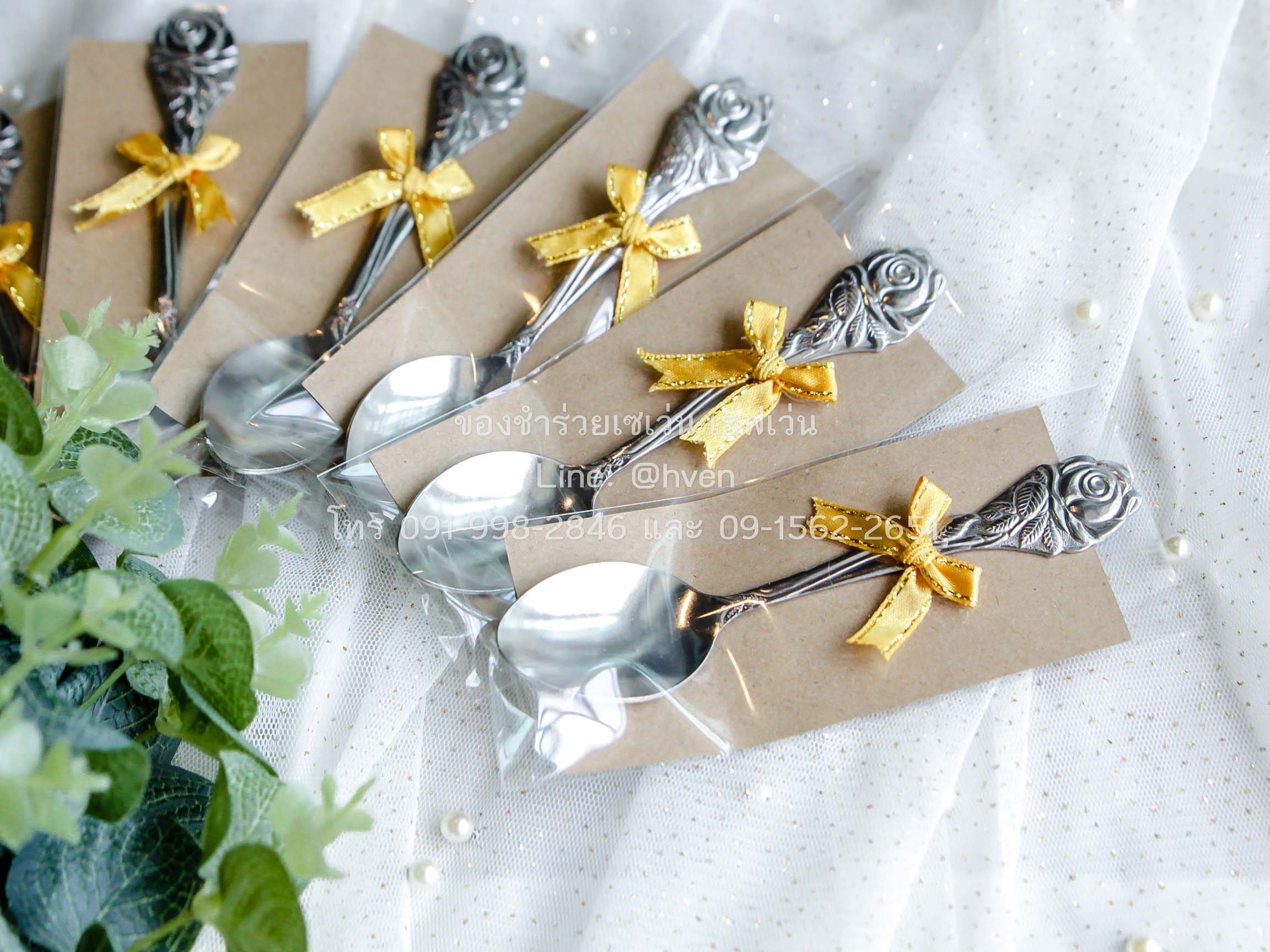 ของชำร่วยงานศพ ช้อนกาแฟ ช้อนขนม รองกระดาษคราฟท์