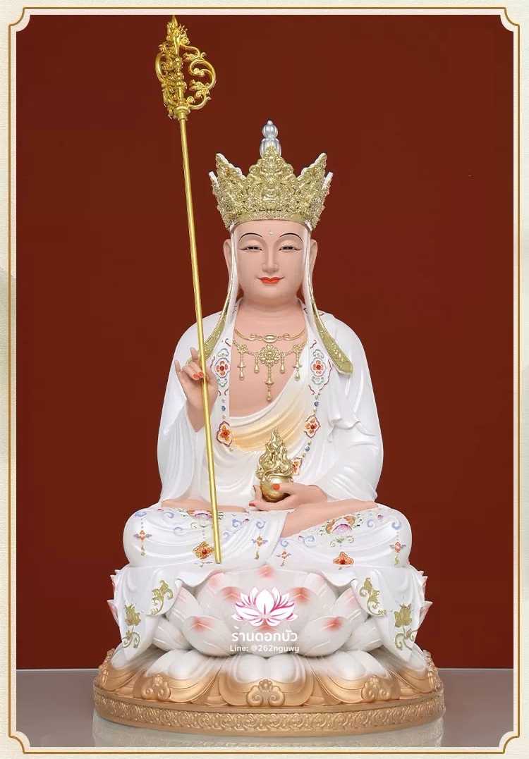 พระกษิติครรภโพธิสัตว์ ตี่จั่งอ๊วงผ่อสัก ปางประทับนั่งบนดอกบัว ขนาด 12/16/19/26 นิ้ว