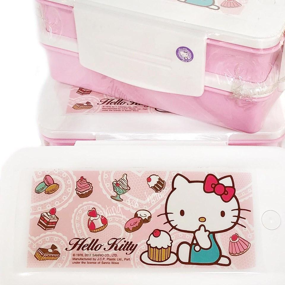 Small Evting กล่องใส่อาหาร 2 ชั้น Super Lock 6098 ลายคิตตี้ hello kitty จำนวน 1 ใบ กล่องอาหาร กล่องใส่ข้าว กล่องข้าว