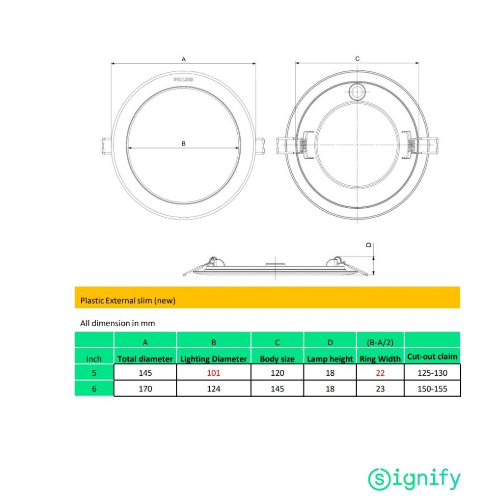 **Slim** Philips ดาวน์ไลท์ LED รุ่น Magneos DL262 แบบบาง 9w 12w ขนาด 5นิ้ว 6นิ้ว Downlight ไฟเพดาน Panel
