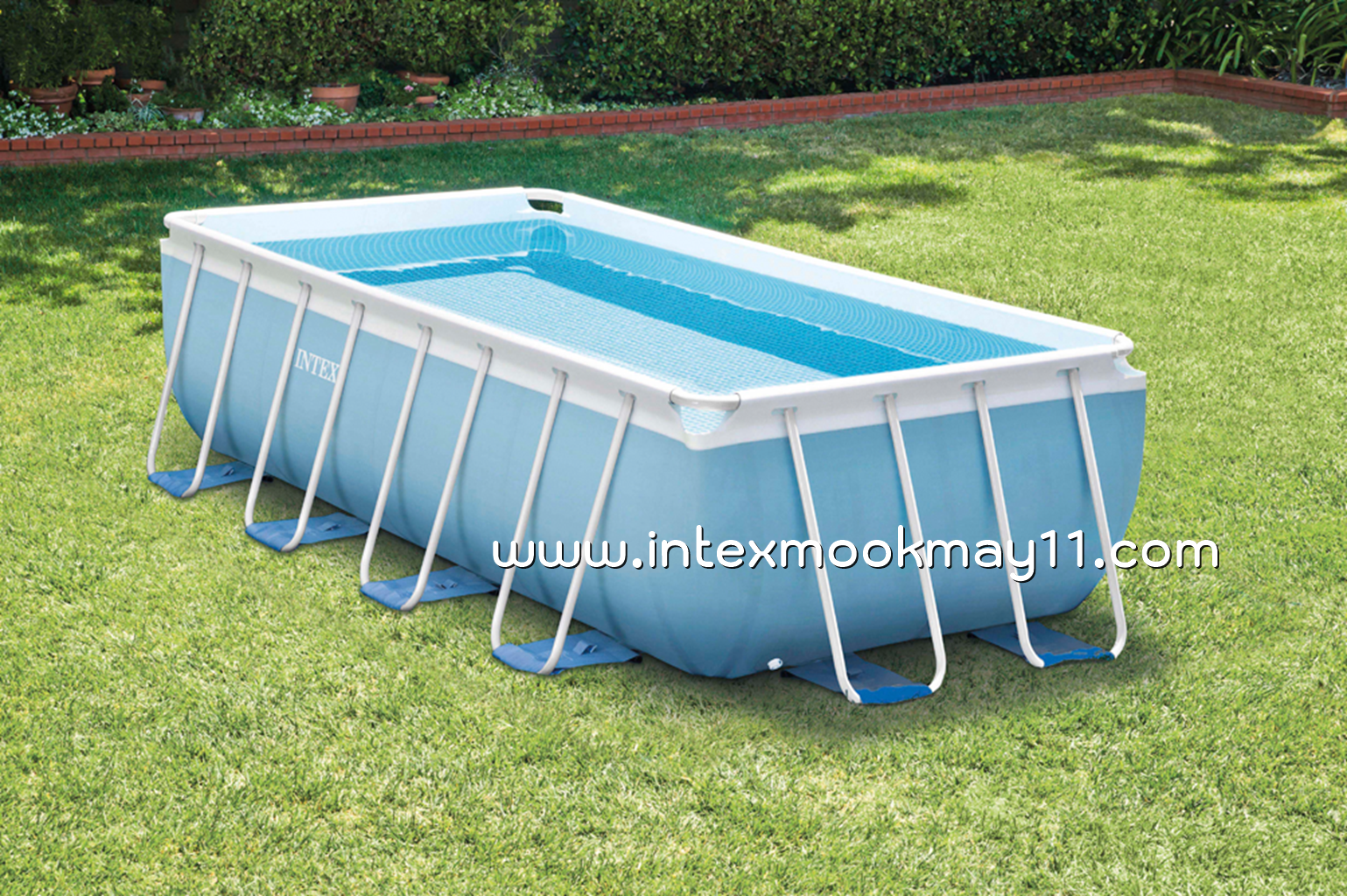 สระน้ำสำเร็จรูป สระน้ำขนาดใหญ่ Intex Prism Frame Pool สระน้ำรุ่นใหม่!! ขนาด 13 ฟุต สีฟ้า + เครื่องกรองระบบไส้กรอง รุ่น 26788/ 26776/ 28316