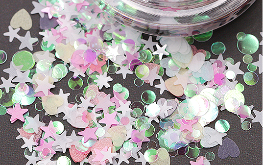 SKU-00570 กลิตเตอร์สีขาวใส (ดาว+หัวใจ+กลม)