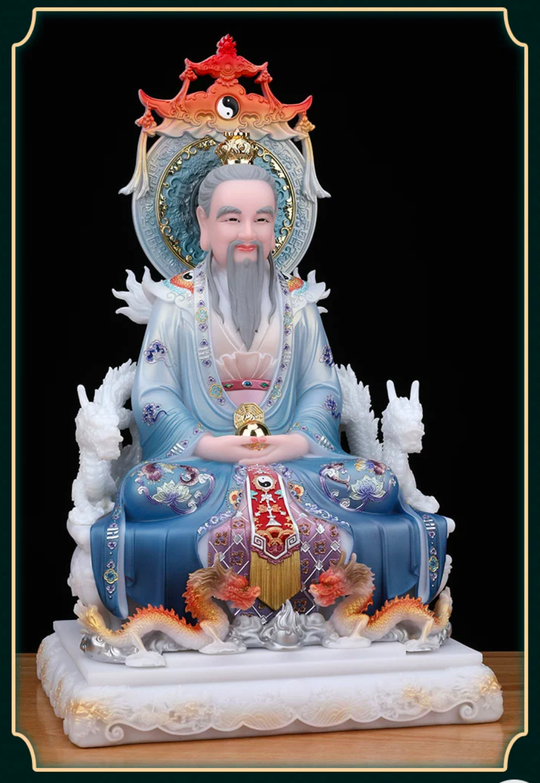 ศาสดาเต๋า ซำเช้งเต๋าจ้อ โตเต็กเทียนจุน หรือไท่ส่องโล้กุ๊น หง่วนซี่เทียนจุน เล็งโป้เทียนจุน งานหินอ่อนคุณภาพสูง ขนาด 12/16/19/26 นิ้ว