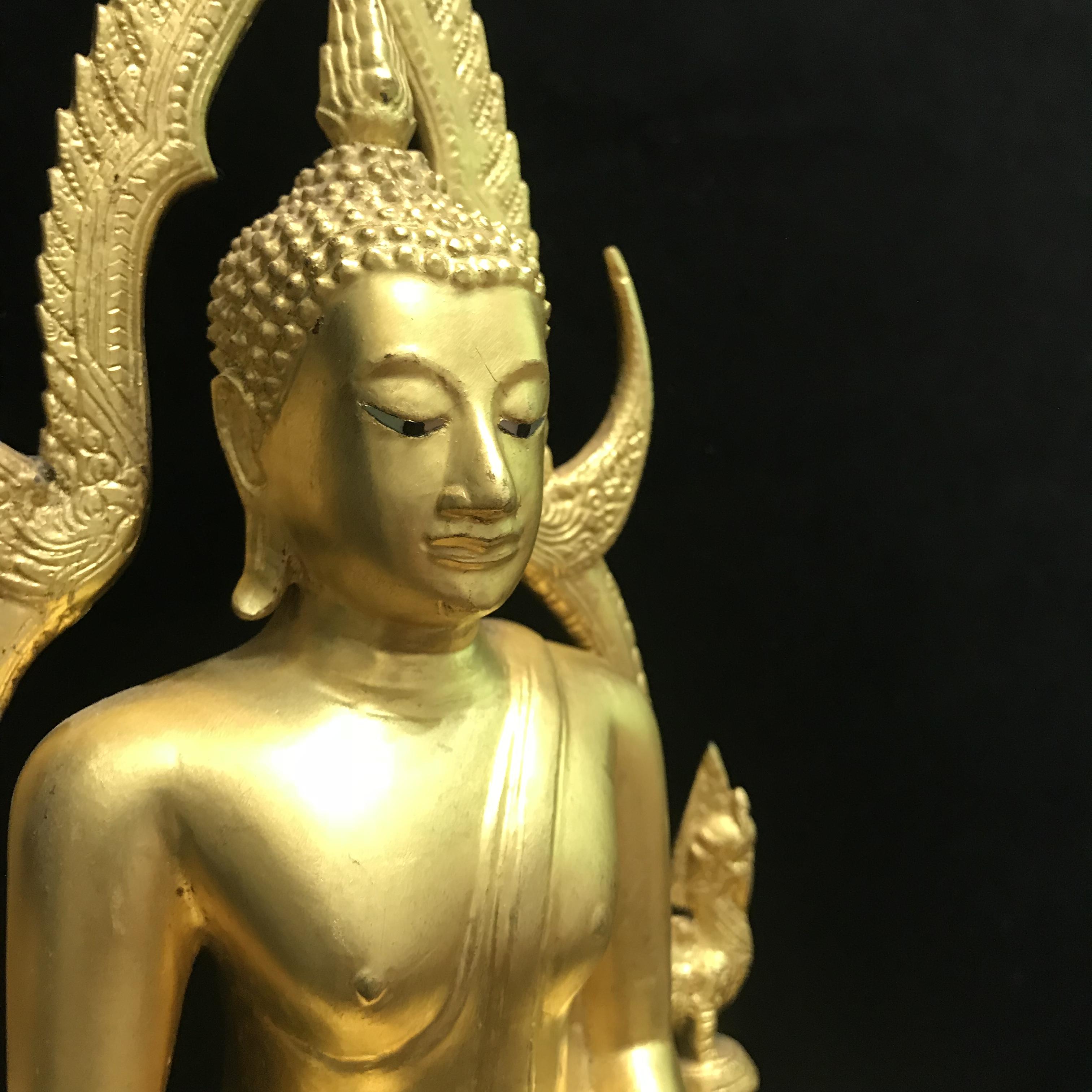 พระพุทธชินราช มวก วัดเบญจมบพิตร ปี 2519 หน้าตัก 5.9 นิ้ว หล่อดินไทย ปิดทองเดิม(ในหลวงรัชกาลที่9และราชินีเสด็จฯเททอง)