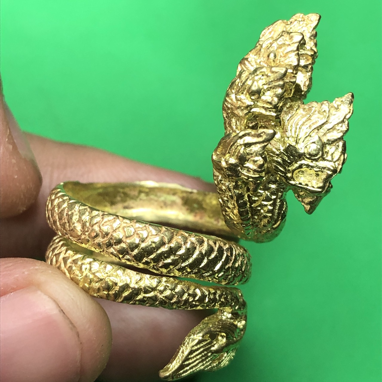 แหวนพญานาค 7เศียร 2ขด แหวนพญานาค ทองเหลือง | ของนำโชค แหวนพญานาคนาคราช แหวนพญานาคลงยา พญานาค