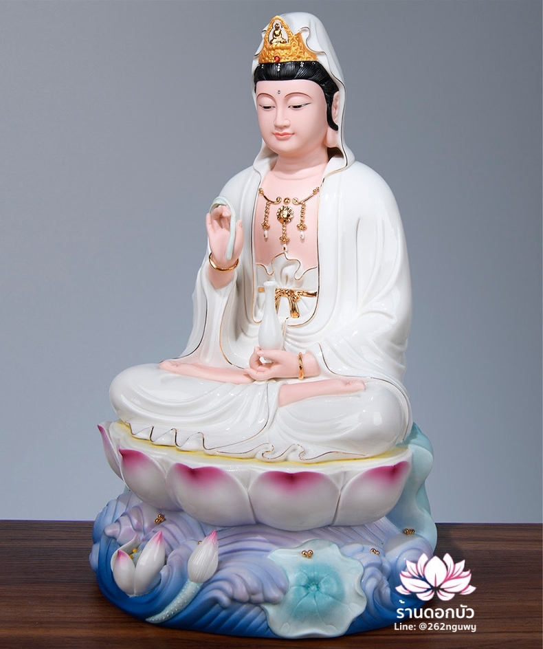 พระพุทธเจ้า (พระยูไล) พระโพธิสัตว์กวนอิม (กวนอิมผ่อสัก) พระกษิติครรภโพธิสัตว์ (ตี่จั่งอ๊วงผ่อสัก) และพระศรีอริยเมตไตรย (หมีเล่อฝอ) ขนาด 12/16/19 นิ้ว