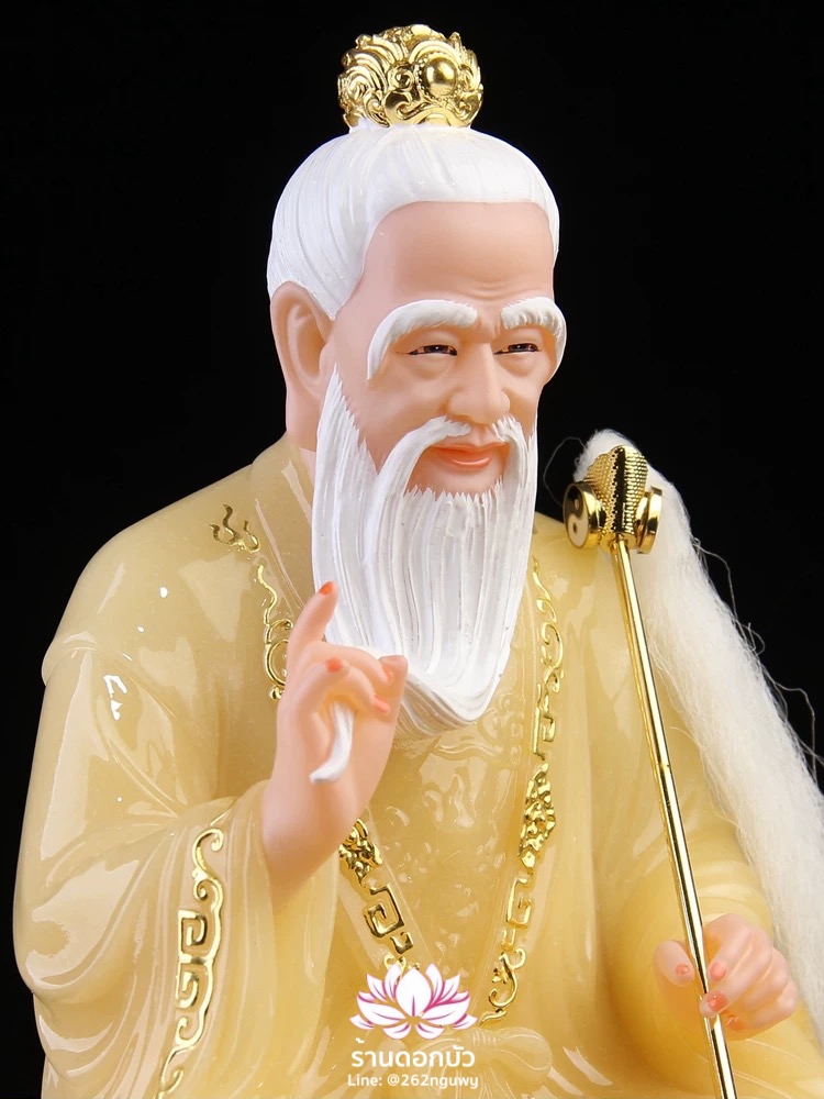 ไท่เสียงเหล่ากุง ไท่ส่องโล้กุ๊น ไท้ซังเหล่าจวิน หรือเล่าจื้อ ปางประทับนั่งขี่วัว งานหินอ่อนคุณภาพสูง ขนาด 16/19/26 นิ้ว