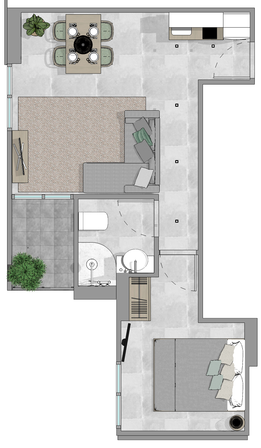 For Rent : Condo in Chalong area III, 1 Bedroom 1 Bathroom, 6th flr.