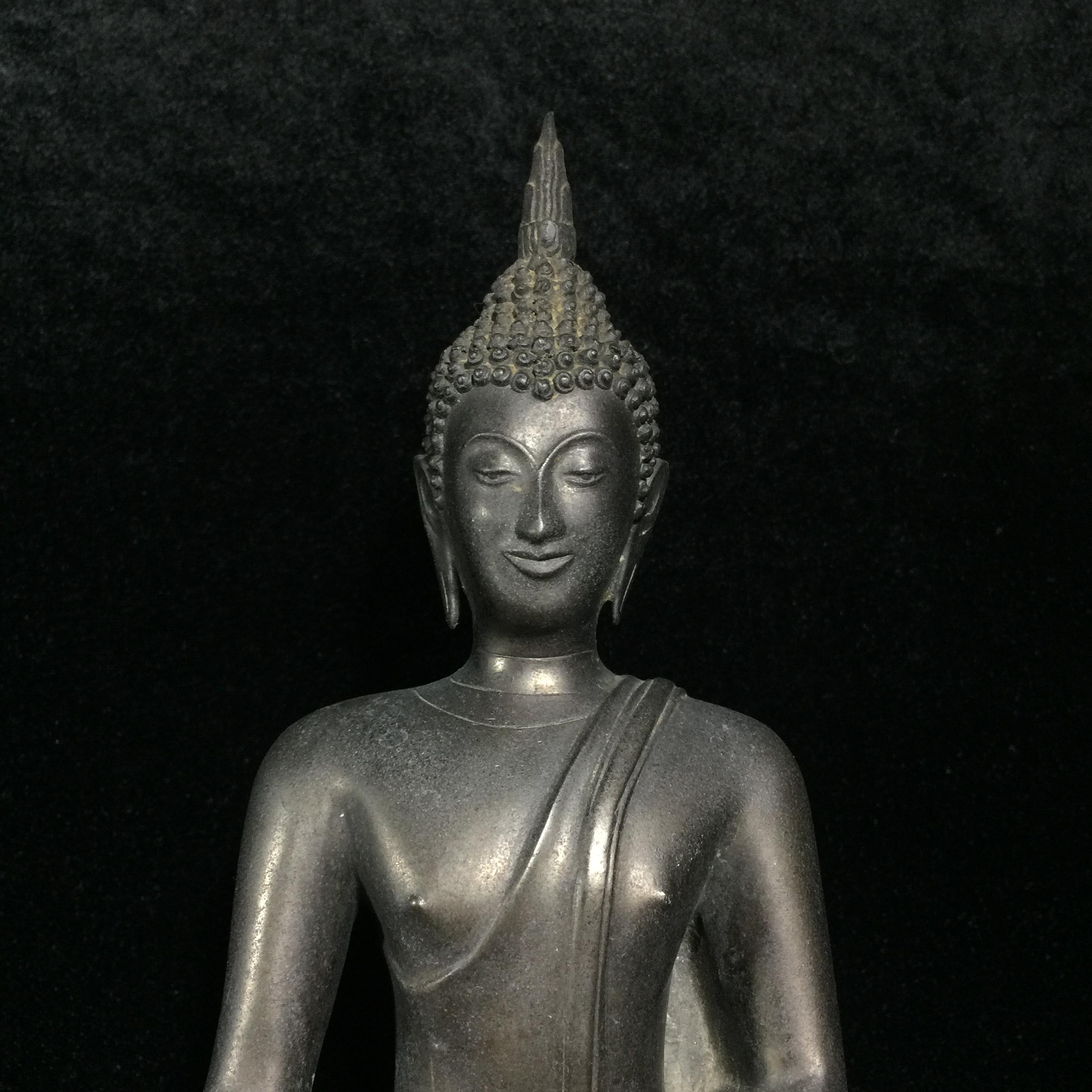 พระพุทธรูปบูชา ภปร ปี2508 วัดบวรนิเวศวิหาร บล็อกกษาปณ์(หนังไก่) หน้าตัก5นิ้ว(ที่สุดของพระบูชา ภปร วัดบวรนิเวศวิหาร)