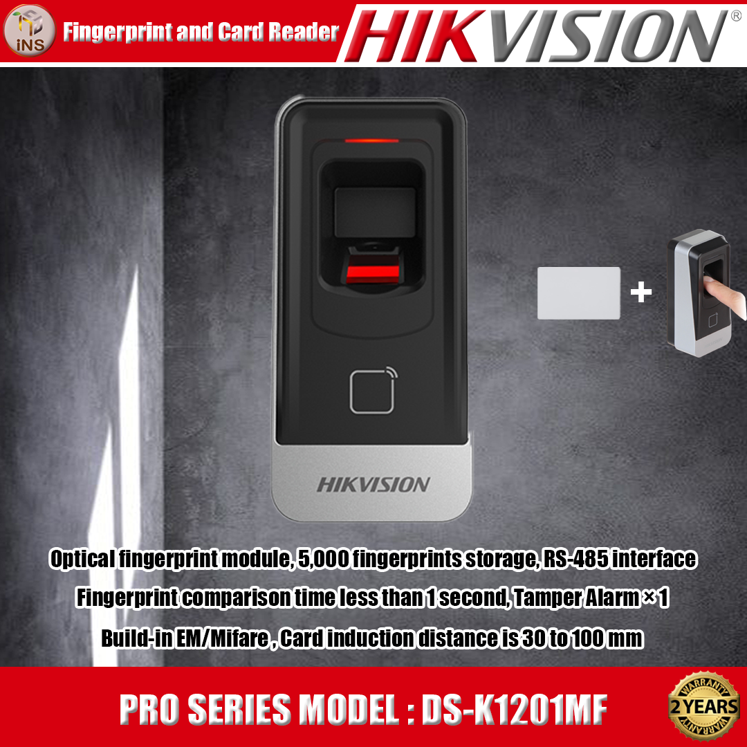 Hikvision Fingerprint and Card Reader เครื่องอ่านลายนิ้วมือและการ์ด (Mifare Card Read) Pro Series รุ่น DS-K1201MF
