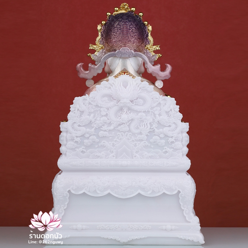 แปะกง ปุนเถ้ากง เทพเจ้าที่จีน ประทับนั่งบัลลังก์มังกร งานผงหยกคุณภาพสูง ขนาด 12/16/19 นิ้ว