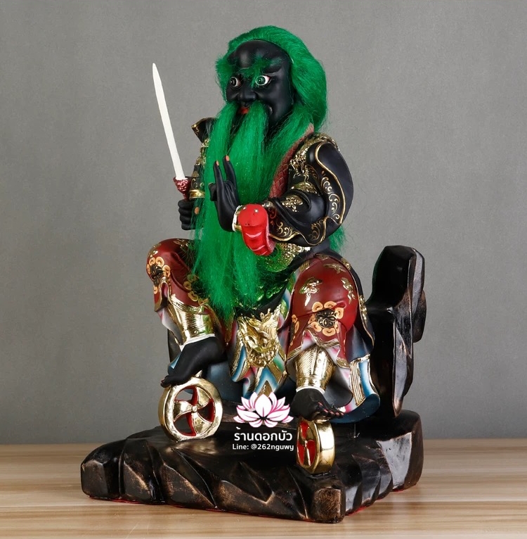 หวดจูเซ่งกุ๊น 3 พี่น้อง ฮวบจู่กง หรือ เตียวกงเสงกุ้น เชี่ยวกงเสงกุน (เขียว) และอั่งกงเสงกุ้น (แดง) ขนาด 19 นิ้ว