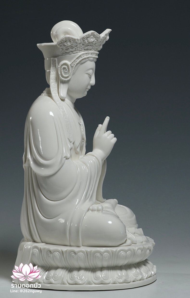 พีลูกวนอิม พระโพธิสัตว์กวนอิมปางสำเร็จธรรม สีขาวเคลือบเงา ขนาด 18 นิ้ว