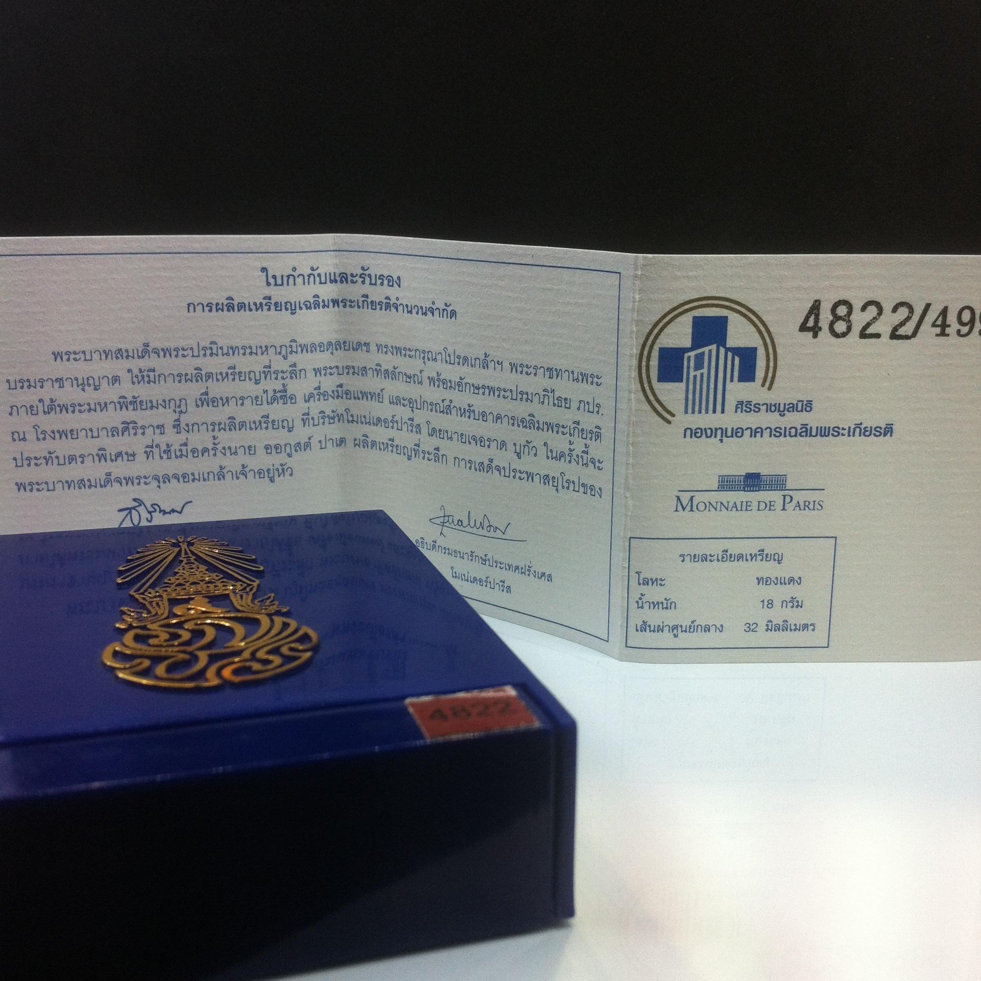 เหรียญพระบรมรูป รุ่น เฉลิมพระเกียรติ เนื้อบรอนซ์(บล็อคโมเน่) ปี2545(หายาก)