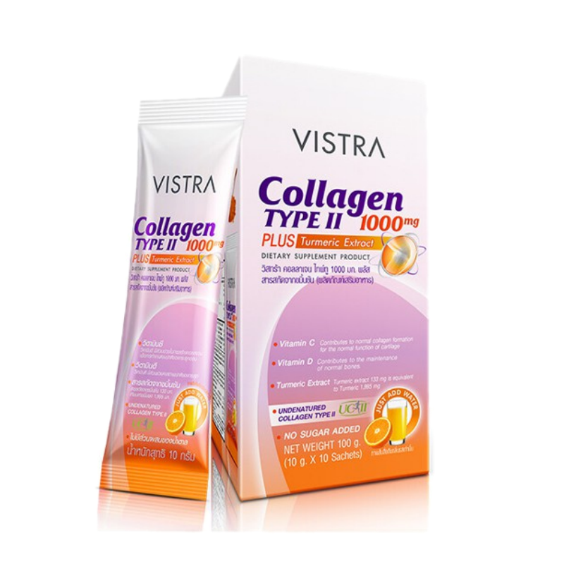 Vistra Collagen Type II 1000 mg. plus Turmeric Extract 10 g. 10 ซอง