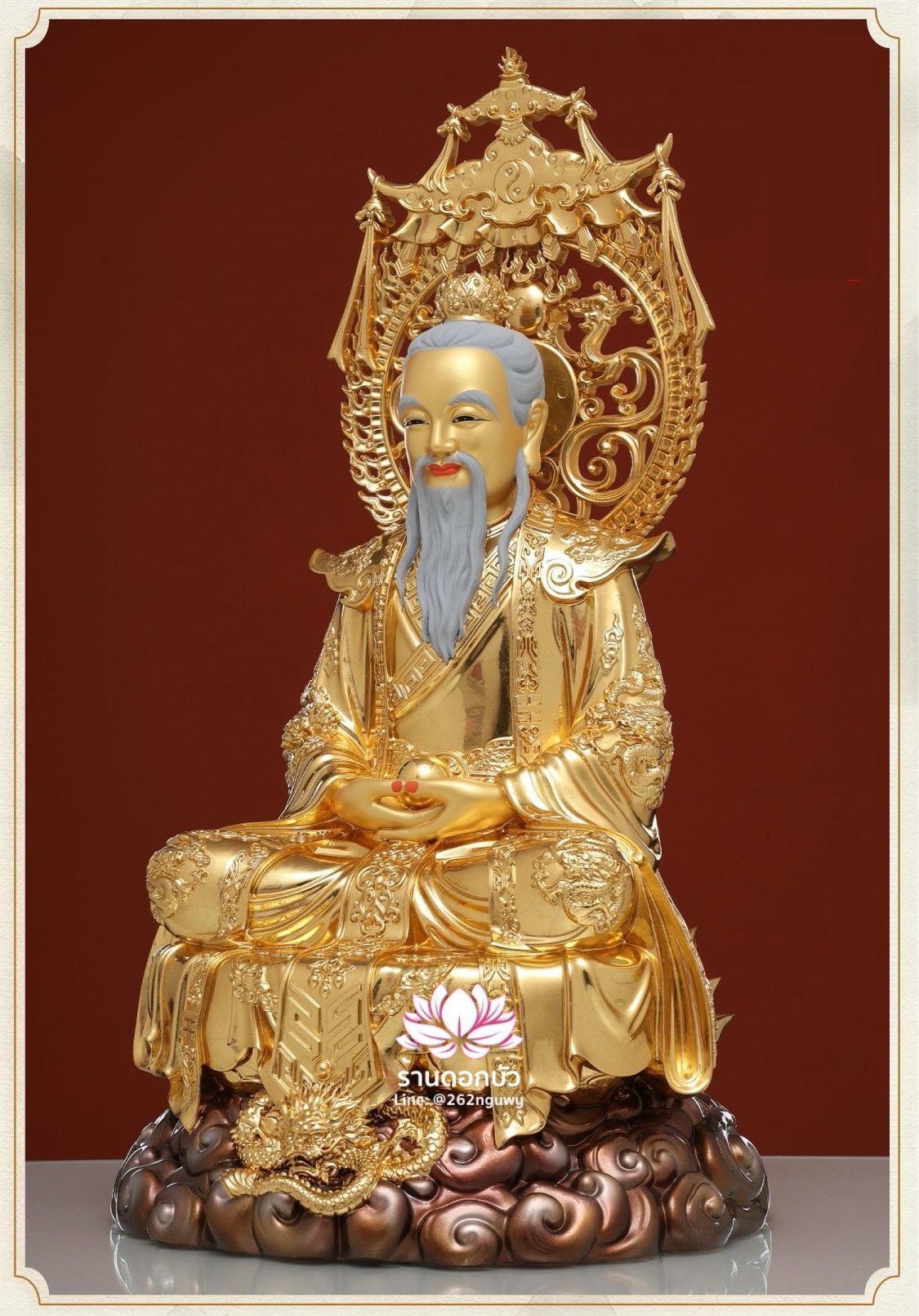 ซำเช้งเต๋าจ้อ โตเต็กเทียนจุน หรือไท่ส่องโล้กุ๊น หง่วนซี่เทียนจุน เล็งโป้เทียนจุน สีทอง งานเรซิ่น ขนาด 12/16/19/26 นิ้ว