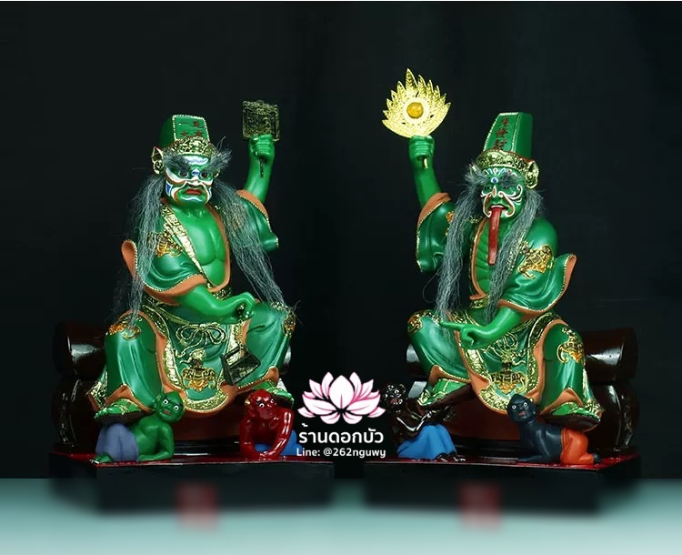 ชิดเอี๋ยโป๊ยเอี๋ย ตั่วแปะหยี่แปะ ยมฑูตขาวดำ ปางนั่งโลงจำปาเหยียบบริวาร งานเรซิ่น ขนาด 12 นิ้ว