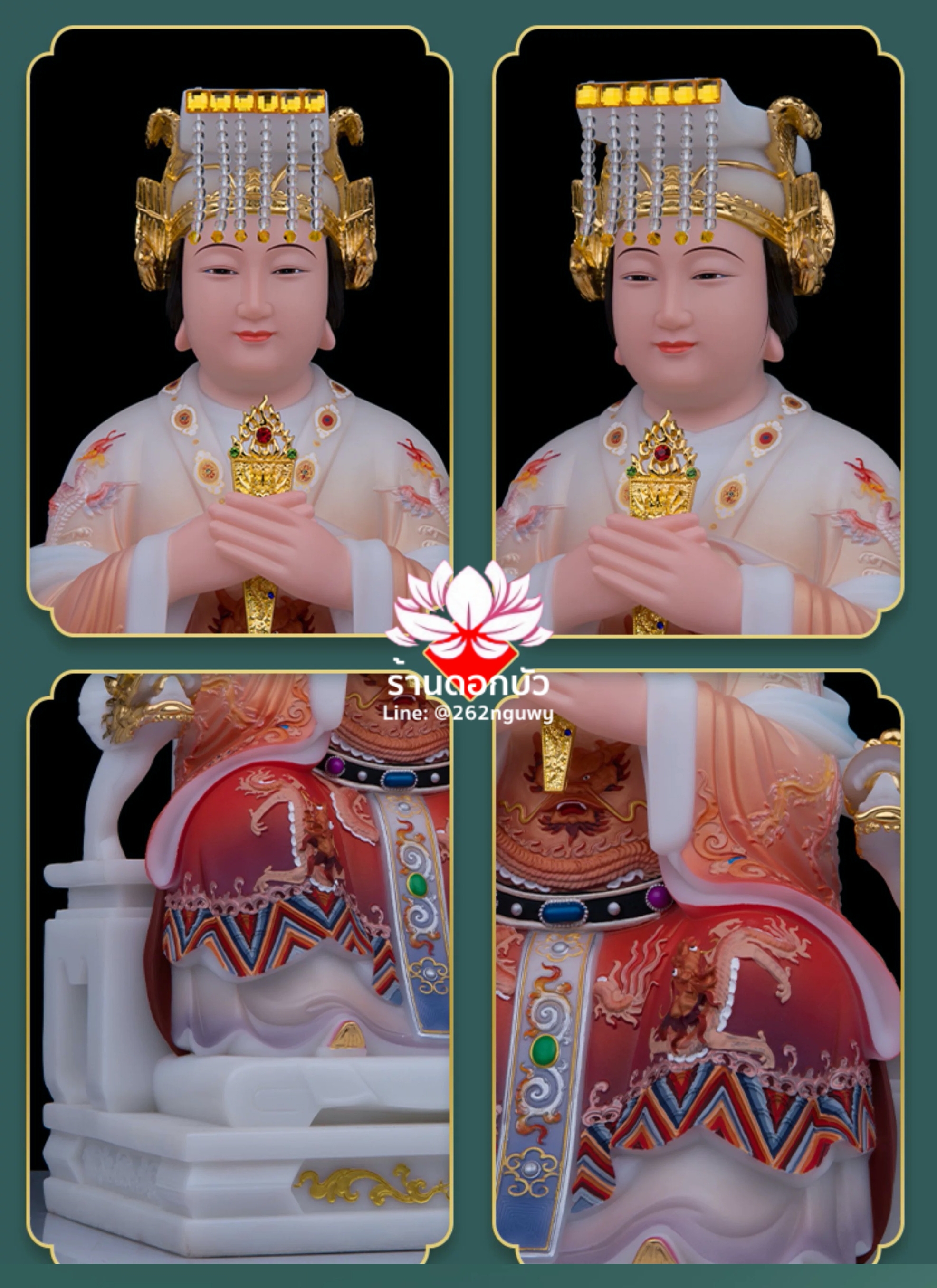 หม่าโจ้ว ม่าจ้อโป๋ เทียนส่งเซ่งโบ้ เทียนโหวเซี่ยบ้อ งานหินอ่อนคุณภาพสูง ขนาด 12/16/19/26 นิ้ว