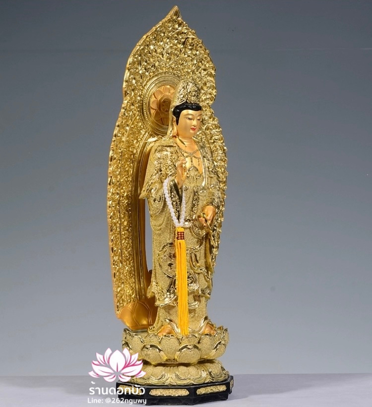 พระพุทธเจ้า (พระยูไล) พระโพธิสัตว์กวนอิม (กวนอิมผ่อสัก) พระมหาสถามปราปต์โพธิสัตว์ (ไต่ซีจี่ผ่อสัก) ปางยืนบนดอกบัว ขนาด 16/19/26/36 นิ้ว