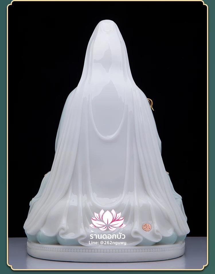 พระโพธิสัตว์กวนอิม พระแม่กวนอิมปางประทานพร ประทับนั่งบนดอกบัว งานหินอ่อน ขนาด 12/16/19/26 นิ้ว