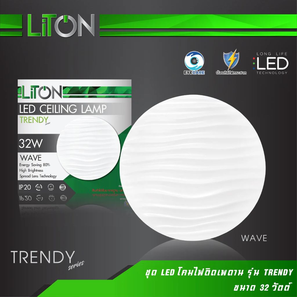 LITON โคมซาลาเปา 32w LED โคมไฟติดเพดาน มี 7 แบบ แสงขาว Daylight