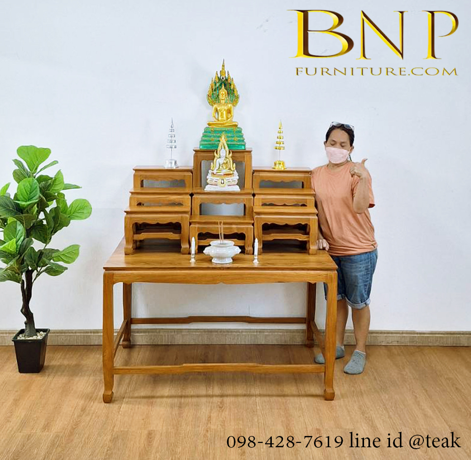 โต๊ะหมู่บูชา รุ่น หมู่ 9 หน้า 7 ฐานกว้างเเละสูง