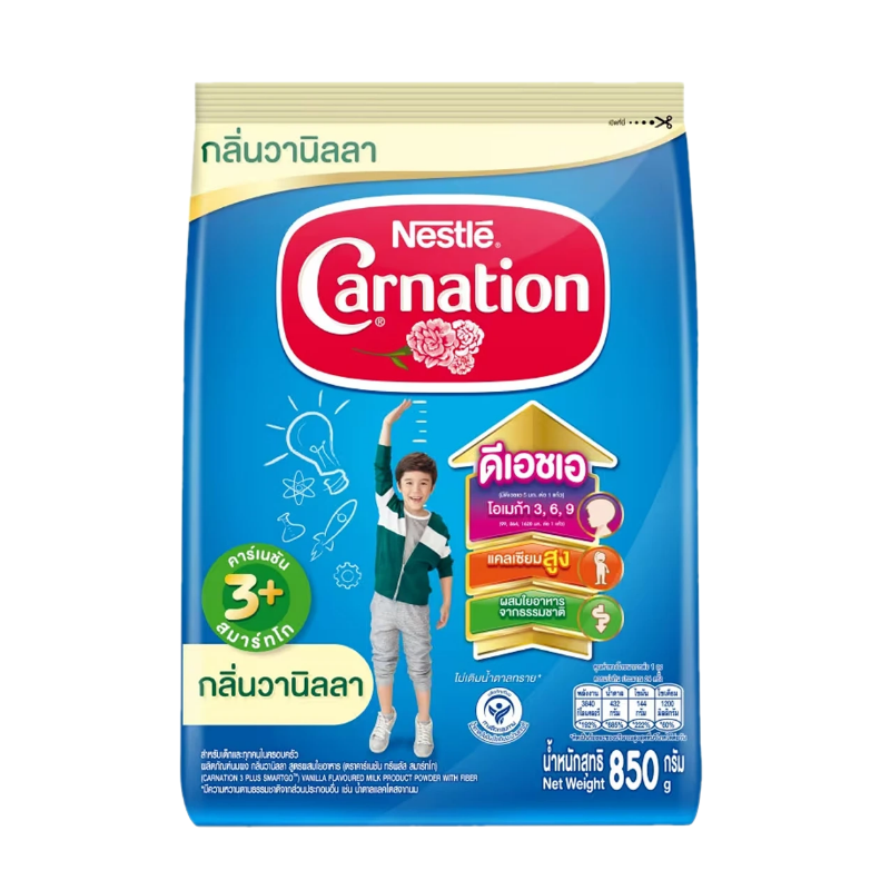 Carnation คาร์เนชัน 3+ พลัส สมาร์ทโก รสวานิลลา 850กรัม