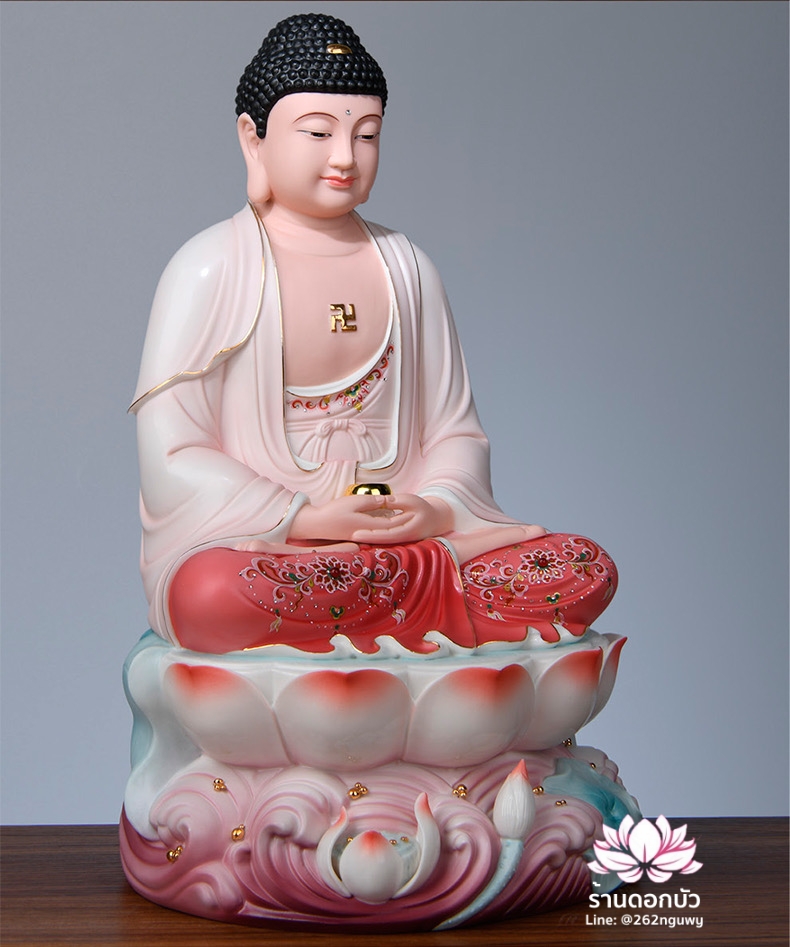 พระพุทธเจ้า (พระยูไล) พระโพธิสัตว์กวนอิม (กวนอิมผ่อสัก) พระกษิติครรภโพธิสัตว์ (ตี่จั่งอ๊วงผ่อสัก) และพระศรีอริยเมตไตรย (หมีเล่อฝอ) ขนาด 12/16/19 นิ้ว