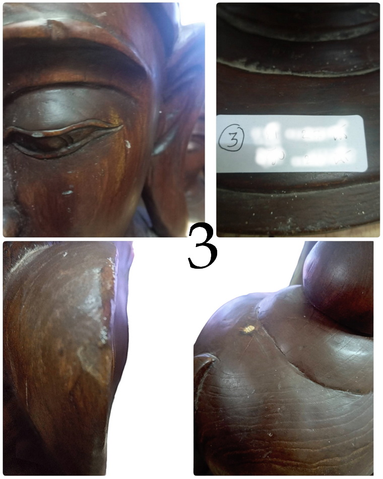 ไม้แกะสลัก เศียรพระใหญ่ ศิลปะพม่า(เมียนมาร์) งานเก่า *รับเองจรัญฯ37*