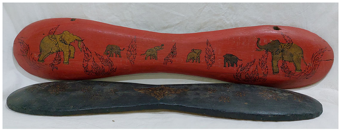 แผ่นไม้เก่าเขียนลาย 2ชิ้น