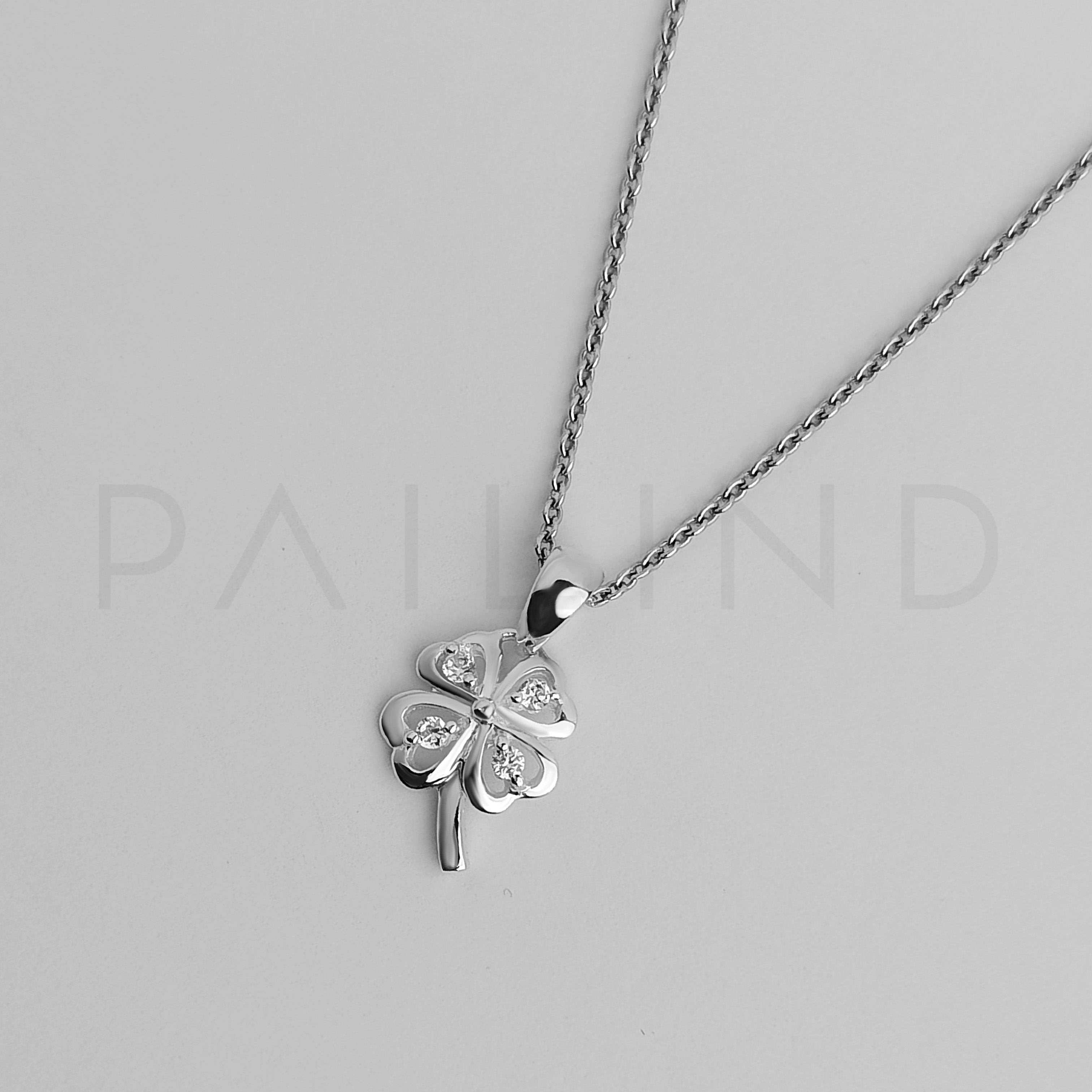 จี้เงินดีไซน์ Clover Leaf ประดับพลอย CZ