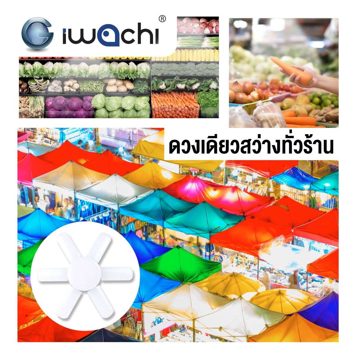 IWACHI หลอดไฟ LED ใบพัด 150W 6+1 หลอดทรงใบพัด หลอดใบพัด ขั้ว E27