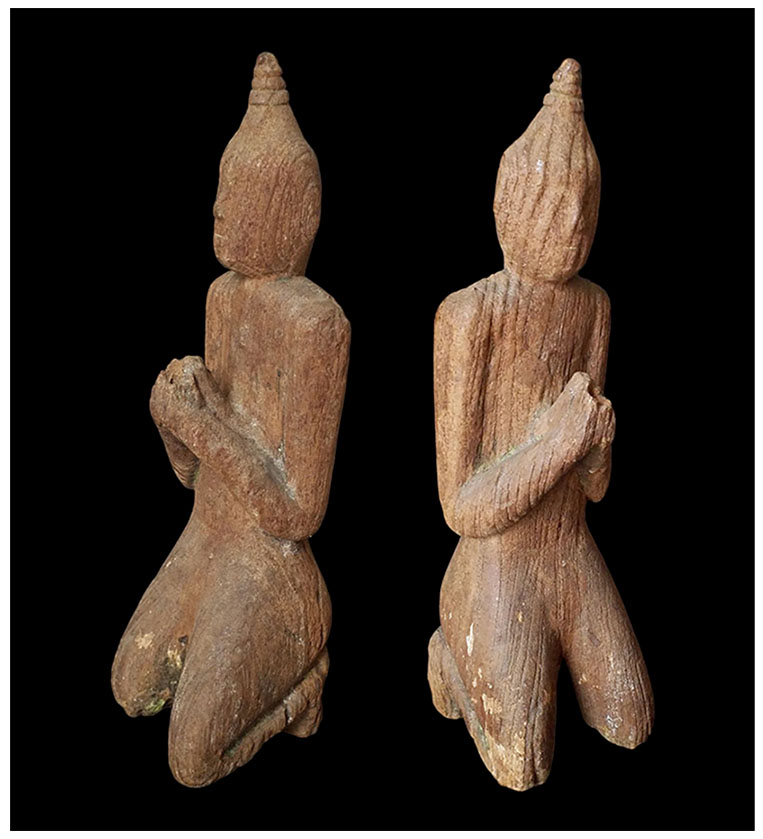 เทพนมไม้แกะเก่า สูงประมาณ 25.5cm