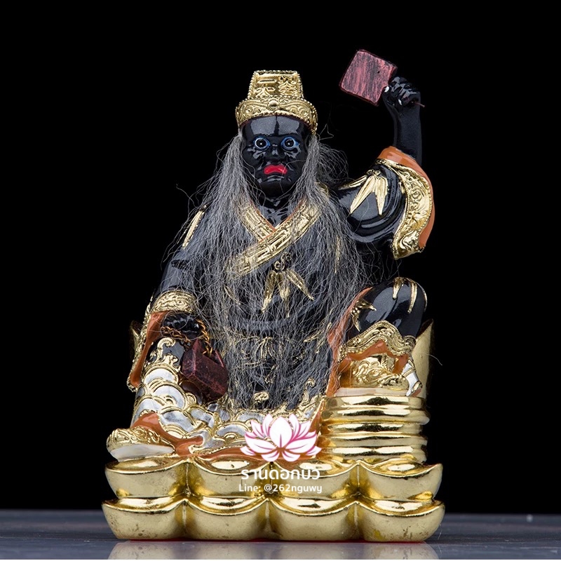 ชิดเอี๋ยโป๊ยเอี๋ย ตั่วแปะหยี่แปะ ยมฑูตขาวดำ ปางนั่งบนก้อนเงิน งานเรซิ่น ขนาด 8 นิ้ว