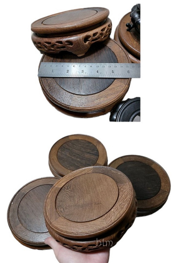 กี๋หรือฐานไม้ทรงกลม ไม้wenge (แบบด้าน)--BPT054--