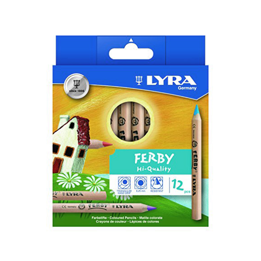 ดินสอสีไม้สามเหลี่ยม จัมโบ้ FERBY แท่งสั้น 12 สี