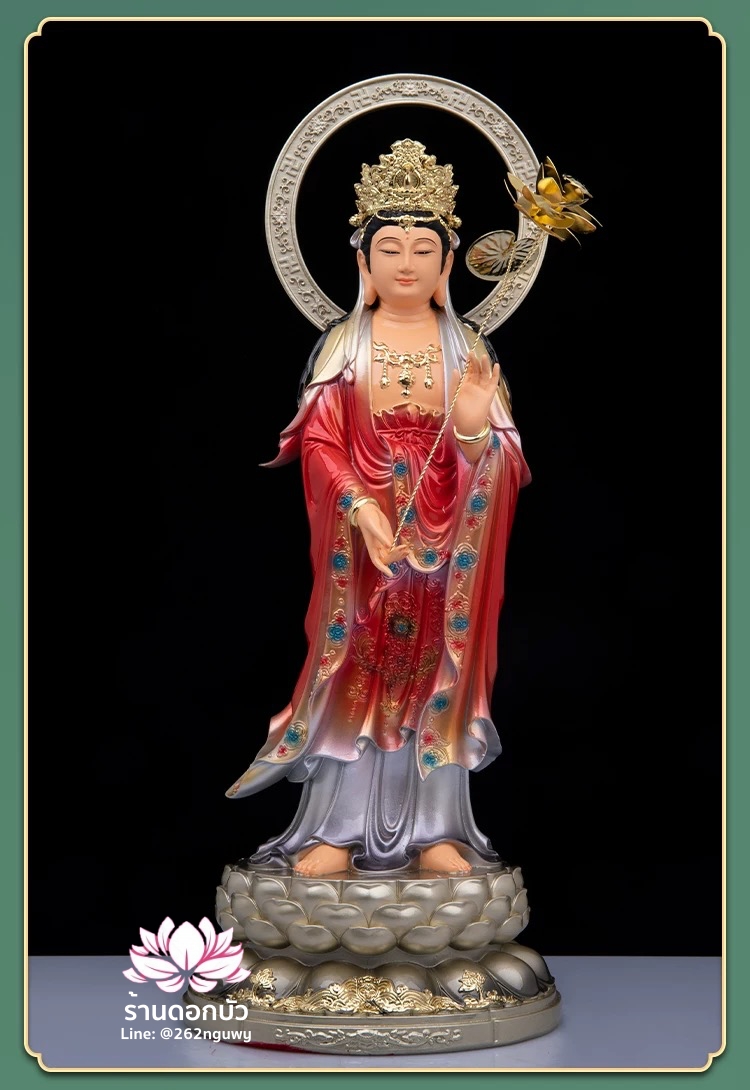 พระพุทธเจ้า (พระยูไล) พระโพธิสัตว์กวนอิม (กวนอิมผ่อสัก) พระมหาสถามปราปต์โพธิสัตว์ (ไต่ซีจี่ผ่อสัก) ปางยืนบนดอกบัว ขนาด 12/16/19/26/36/51 นิ้ว