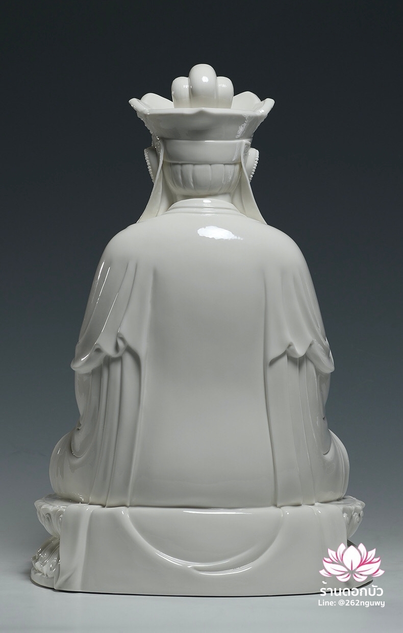 พีลูกวนอิม พระโพธิสัตว์กวนอิมปางสำเร็จธรรม สีขาวเคลือบเงา ขนาด 18 นิ้ว