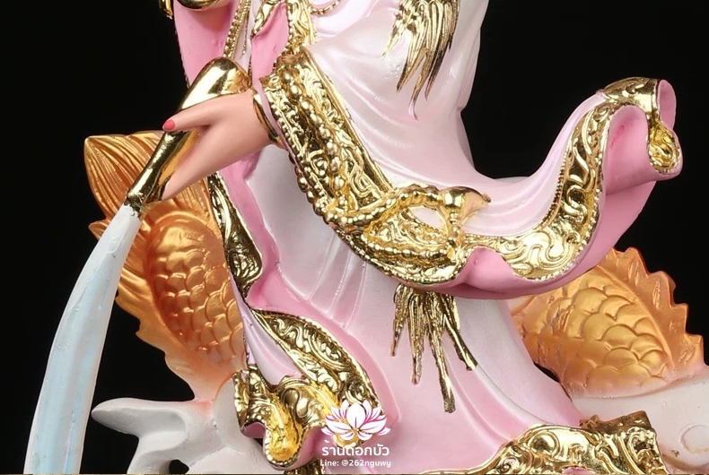 พระโพธิสัตว์กวนอิมปางเหยียบมังกร พระแม่กวนอิมยืนมังกร งานเรซิ่น ขนาด 16 นิ้ว