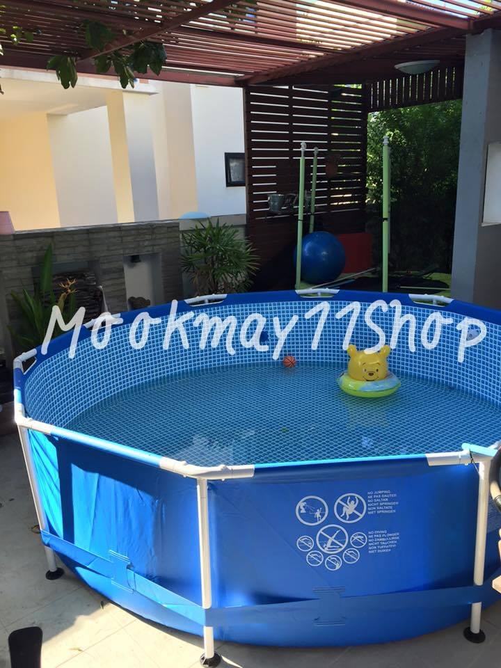 Intex 28200 สระขาตั้งกลม 10 ฟุต รุ่น Metal Frame สีน้ำเงิน