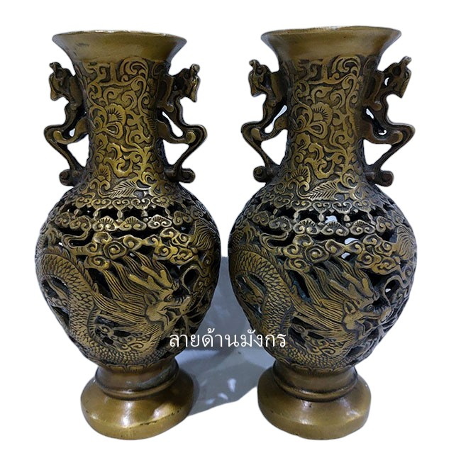 (คู่)แจกันลายหงส์มังกร แบบกลม-P430-