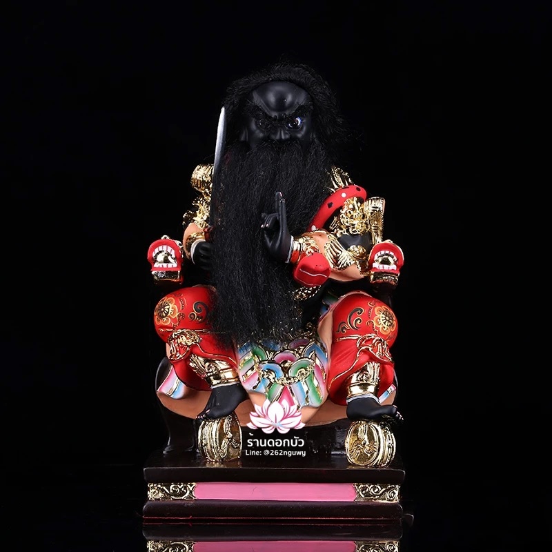 หวดจูเซ่งกุ๊น 3 พี่น้อง ฮวบจู่กง หรือ เตียวกงเสงกุ้น เชี่ยวกงเสงกุน (เขียว) และอั่งกงเสงกุ้น (แดง) ขนาด 12 นิ้ว