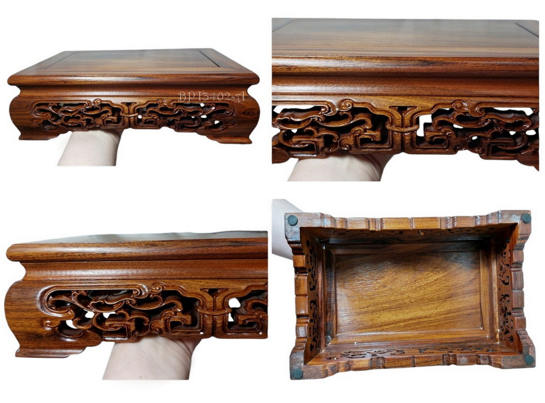 กี๋หรือฐานไม้สไตล์จีน สี่เหลี่ยมผืนผ้า--BPT3402--