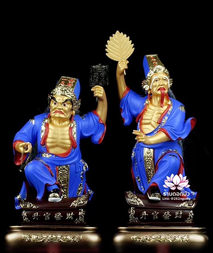 ชิดเอี๋ยโป๊ยเอี๋ย ตั่วแปะหยี่แปะ ยมฑูตขาวดำ ปางยืนเหยียบโลง งานเรซิ่น ขนาด 12/16/26 นิ้ว