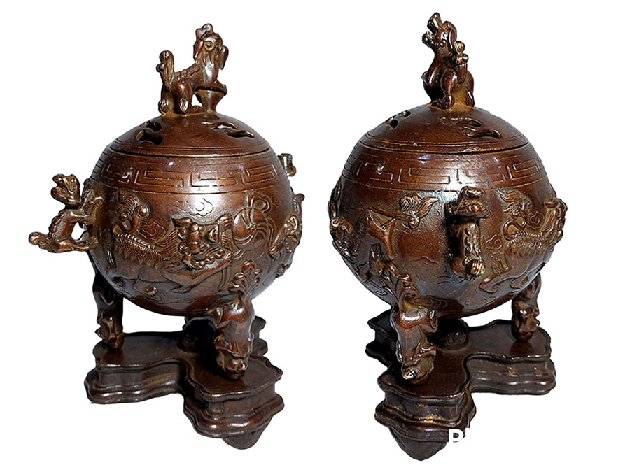 เตากำยาน กระถางกำยาน กระถางธูป ทองเหลืองสไตล์จีน