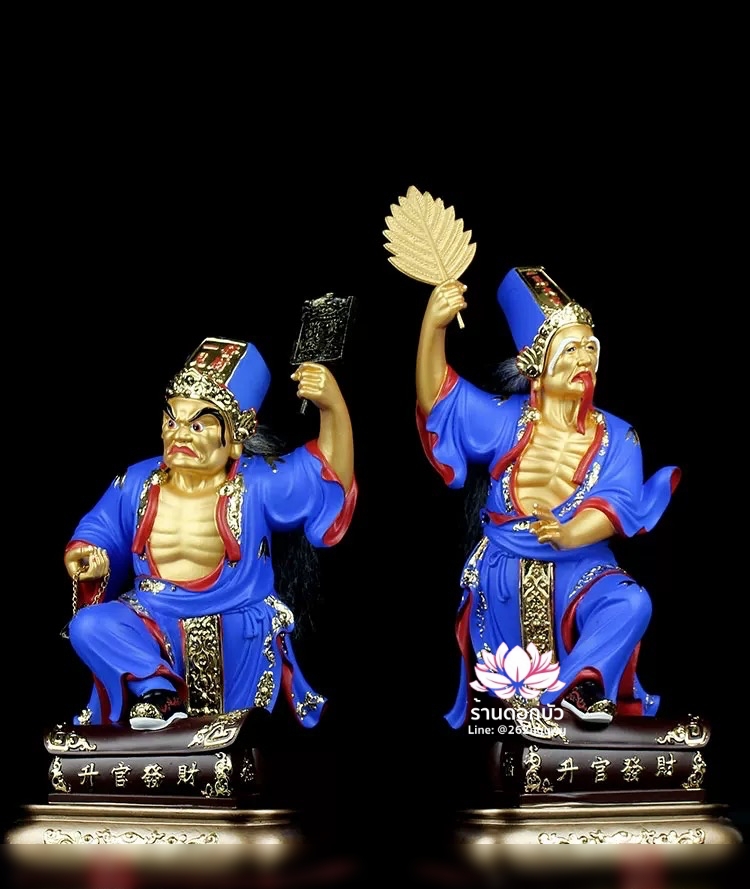 ชิดเอี๋ยโป๊ยเอี๋ย ตั่วแปะหยี่แปะ ยมฑูตขาวดำ ปางยืนเหยียบโลง งานเรซิ่น ขนาด 12/16/26 นิ้ว