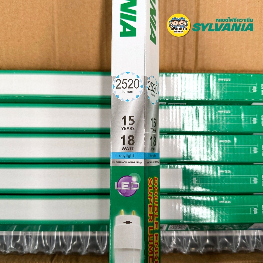 **เฉพาะหลอด** SYLVANIA ยกลัง LED T8 ECO-GL IIDE Super เฉพาะหลอด 9w 18w ไฟเข้า 2 ทาง หลอดไฟ