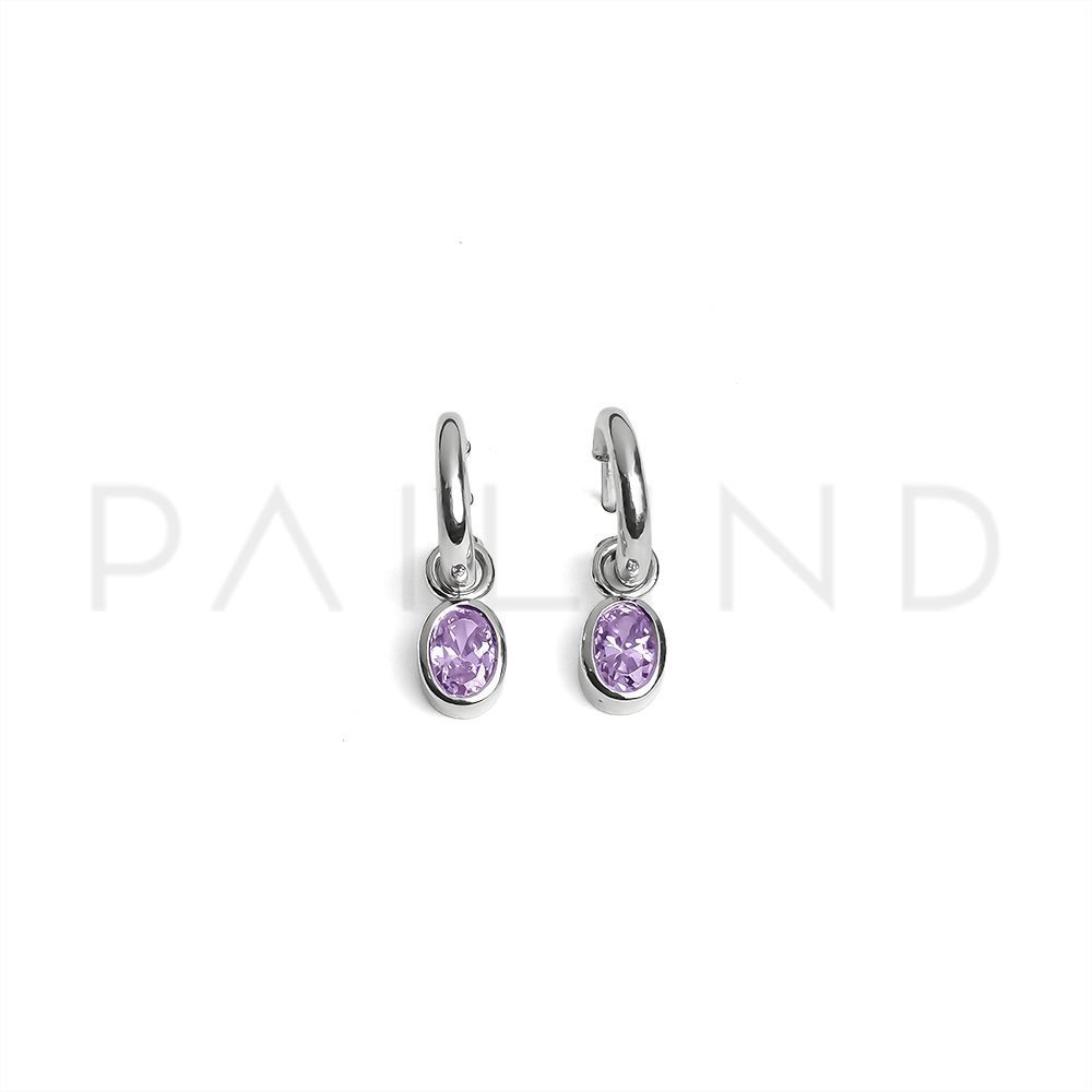 ต่างหูเงินแท้ 925 ประดับ Lavender CZ เกรดคุณภาพ ชุบเงิน