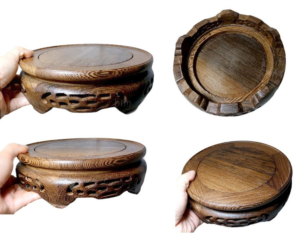 กี๋หรือฐานไม้ทรงกลม ไม้wenge (แบบด้าน)--BPT054--